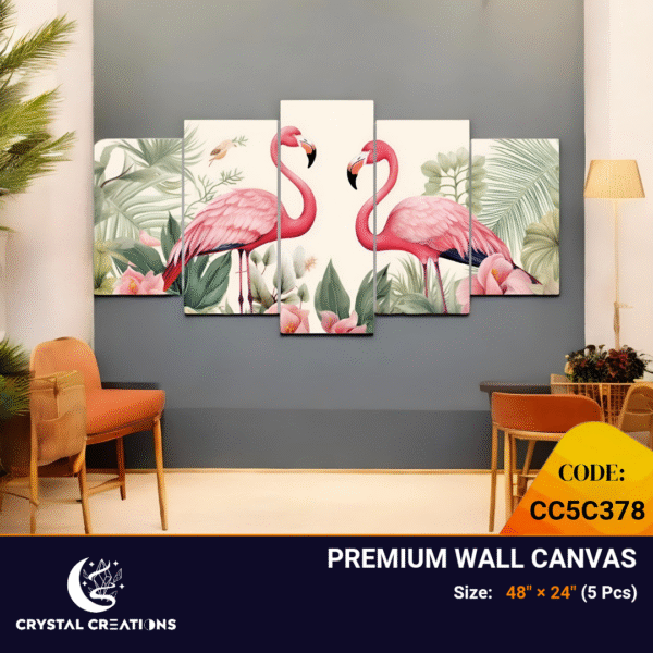 Flamingo and Floral Canvas Art
