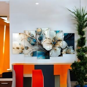 Teal Floral Premium Wall Canvas
