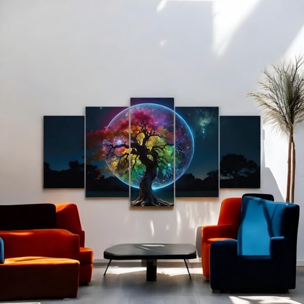 Galactic Roots Tree Amidst the Stars Canvas
