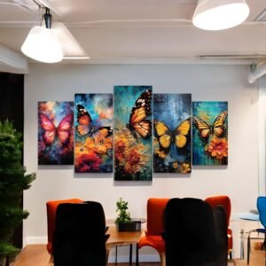 Butterfly Garden Vibrant Floral Canvas Set