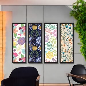 Cheerful Floral Swirl Vibrant Pattern Canvas Set