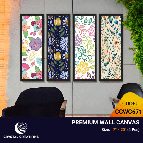 Cheerful Floral Swirl Vibrant Pattern Canvas Set