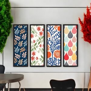 Modern Botanical Bloom Vibrant Pattern Canvas Set