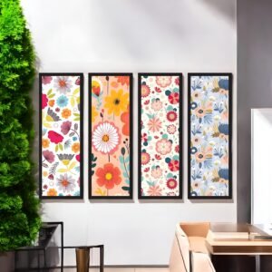 Cheerful Bloom Vibrant Floral Pattern Canvas Set