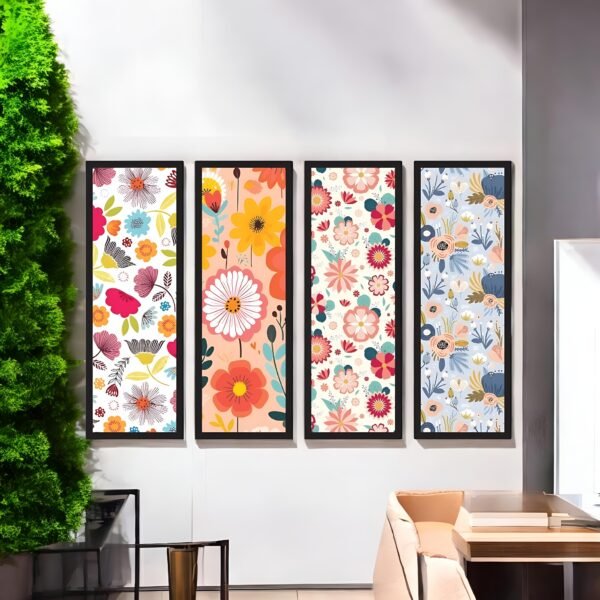 Cheerful Bloom Vibrant Floral Pattern Canvas Set