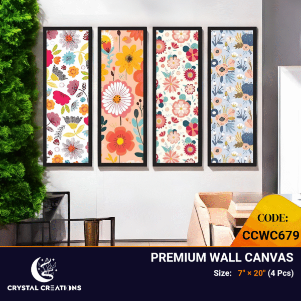 Cheerful Bloom Vibrant Floral Pattern Canvas Set