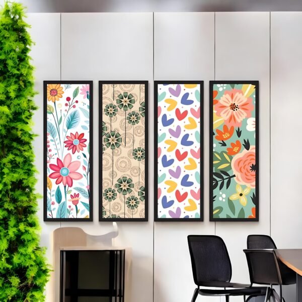 Cheerful Bloom & Heart Vibrant Pattern Canvas Set