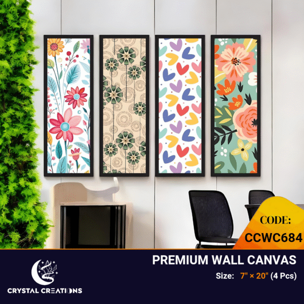 Cheerful Bloom & Heart Vibrant Pattern Canvas Set