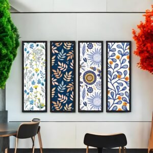 Cheerful Bloom & Leaf Vibrant Pattern Canvas Set