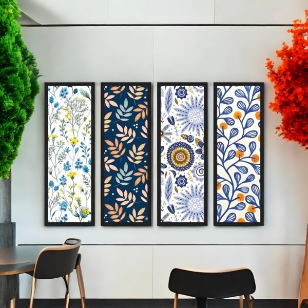 Cheerful Bloom & Leaf Vibrant Pattern Canvas Set