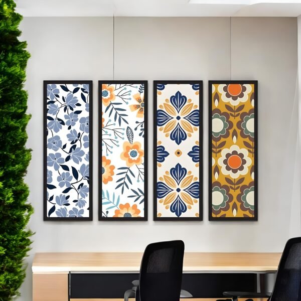Retro Bloom Vibrant Floral Pattern Canvas Set