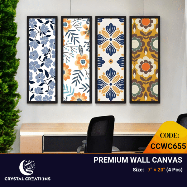 Retro Bloom Vibrant Floral Pattern Canvas Set