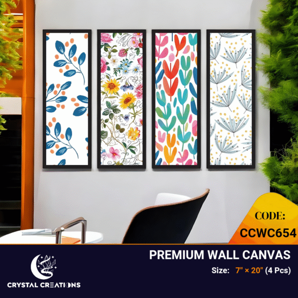 Cheerful Bloom & Leaf Vibrant Pattern Canvas Set