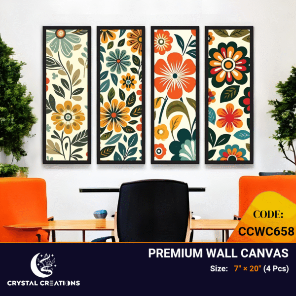 Retro Bloom Vibrant Floral Pattern Canvas Set