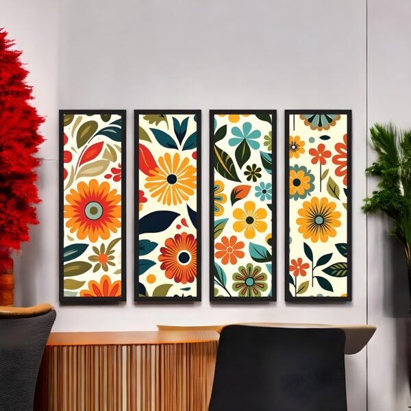 Vibrant Floral Pattern Canvas Set