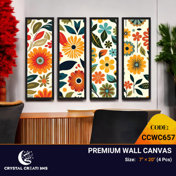Vibrant Floral Pattern Canvas Set