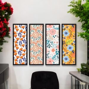 Cheerful Bloom Vibrant Floral Pattern Canvas Set
