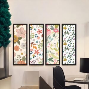 Cheerful Bloom Vibrant Floral Pattern Canvas Set