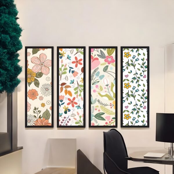 Cheerful Bloom Vibrant Floral Pattern Canvas Set