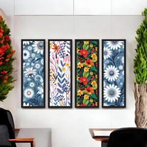 Cheerful Bloom Vibrant Floral Pattern Canvas Set