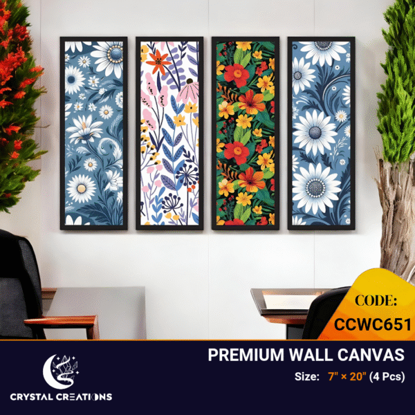 Cheerful Bloom Vibrant Floral Pattern Canvas Set