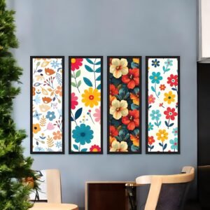 Cheerful Bloom Vibrant Floral Pattern Canvas Set