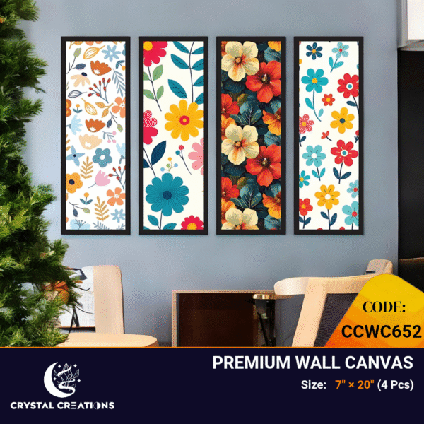 Cheerful Bloom Vibrant Floral Pattern Canvas Set