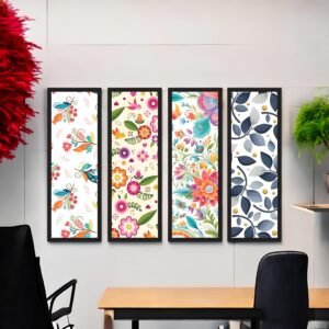 Vibrant Cheerful Floral & Leaf Canvas Art