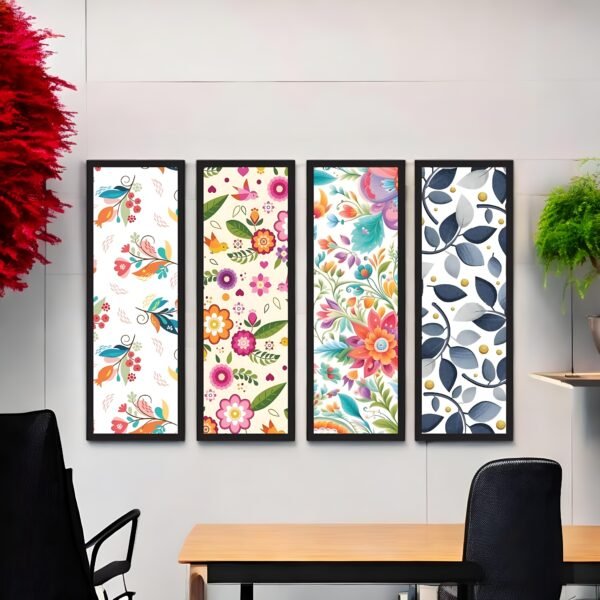 Vibrant Cheerful Floral & Leaf Canvas Art