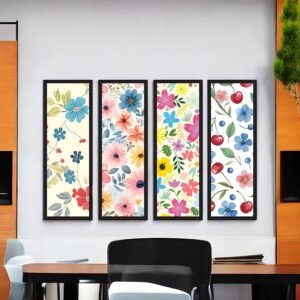 Cheerful Bloom & Fruit Vibrant Pattern Canvas Set