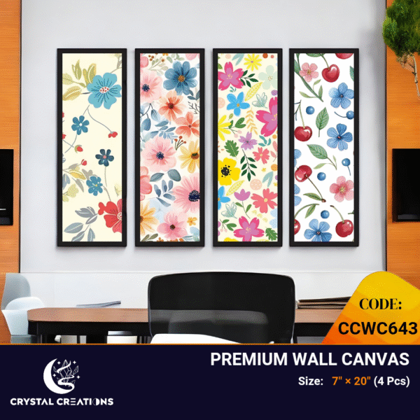 Cheerful Bloom & Fruit Vibrant Pattern Canvas Set