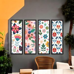 Cheerful Bloom Vibrant Floral Pattern Canvas Set