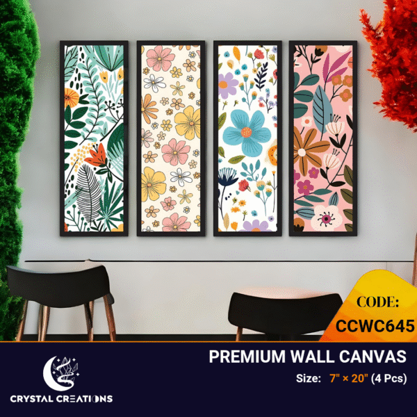 Cheerful Bloom Vibrant Floral Pattern Canvas Set