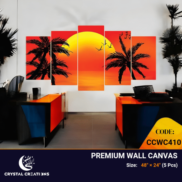 Beautiful and Intense Panoramic Palm Tree Sunset Wall Art