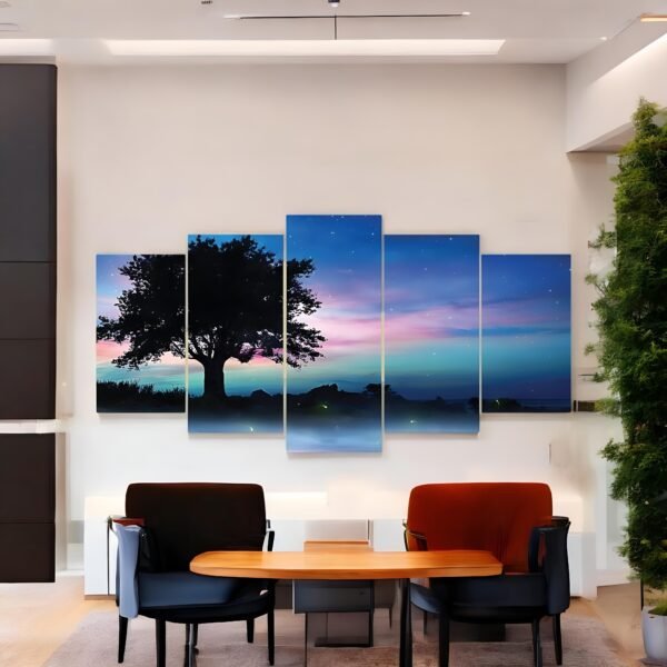 Moonlit Reflection Lakeside Serenity Canvas