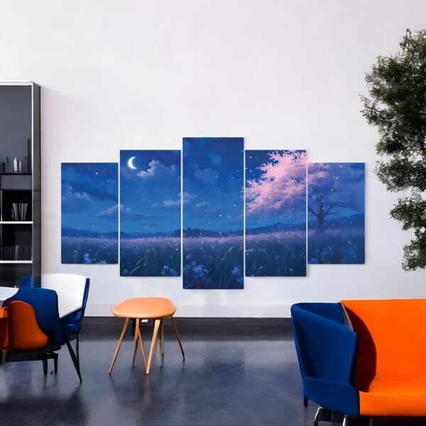 Lunar Bloom Moonlit Cherry Blossom Canvas