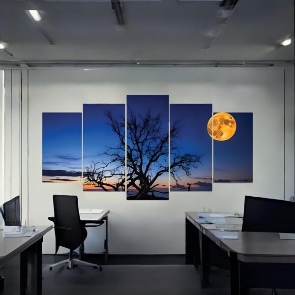 Moonlit Tree Silhouette Canvas