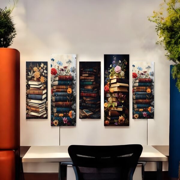 Vintage Literary Garden Books & Flowers Canvas