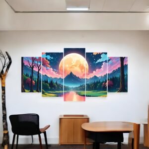 Lunar Glow Valley Moonlit Mountain Canvas