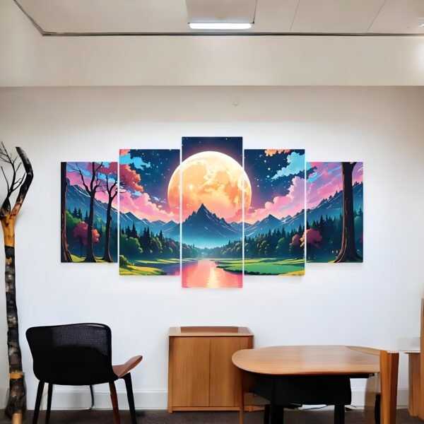 Lunar Glow Valley Moonlit Mountain Canvas