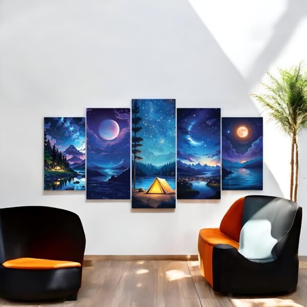 Starlight Sanctuary Moonlit Camping Canvas