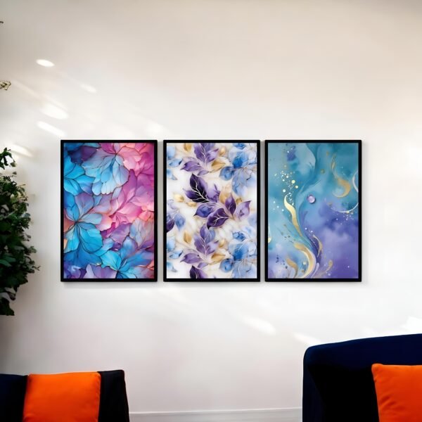Vibrant Foliage Abstract Leaf Canvas Trio