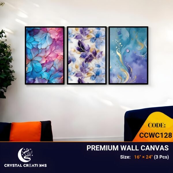 Vibrant Foliage Abstract Leaf Canvas Trio