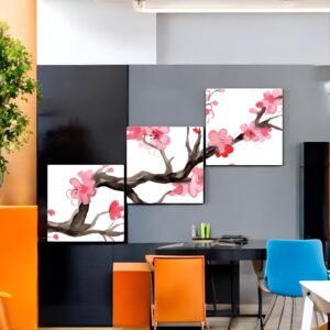 Watercolor Bloom Delicate Cherry Canvas Trio