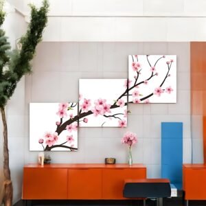 Minimalist Bloom Delicate Cherry Canvas Trio