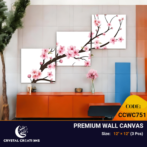 Minimalist Bloom Delicate Cherry Canvas Trio