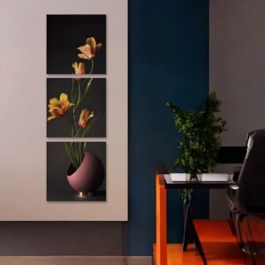 Golden Tulips in Vase Elegant Floral Canvas Art