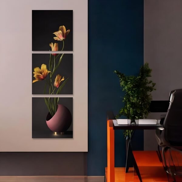 Golden Tulips in Vase Elegant Floral Canvas Art
