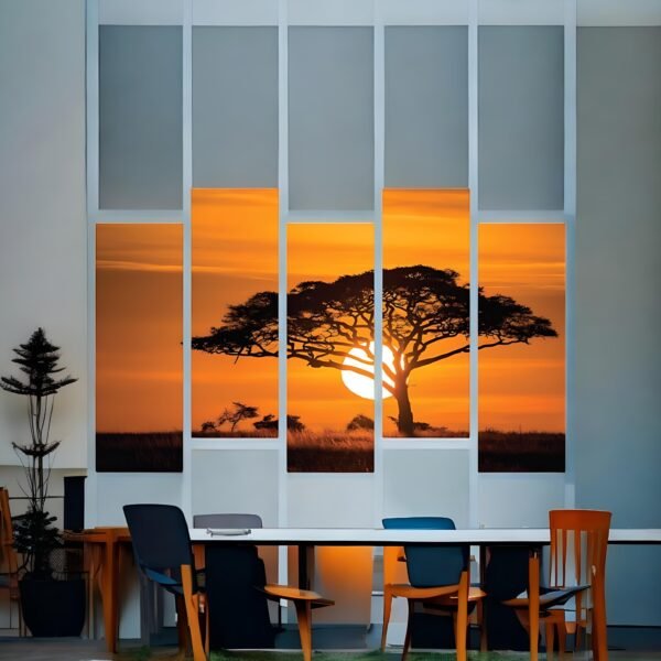 Savanna Silhouette Sunset Canvas