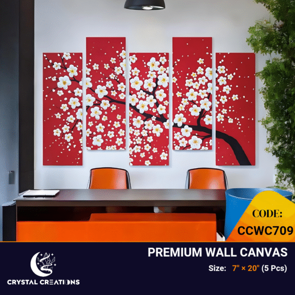 Pristine Bloom on Crimson Vibrant Tree Canvas